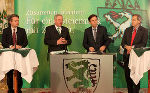 Drexler, Schützenhöfer, Voves und Kröpfl bei der Präsentation der neuen Gemeindestruktur, v.l. © steiermark.at / Leiss Drexler, Schützenhöfer, Voves und Kröpfl bei der Präsentation der neuen Gemeindestruktur, v.l.