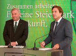 Die steirischen Reformpartner Schützenhöfer und Voves © steiermark.at / Leiss, bei Quellenangabe honorarfrei